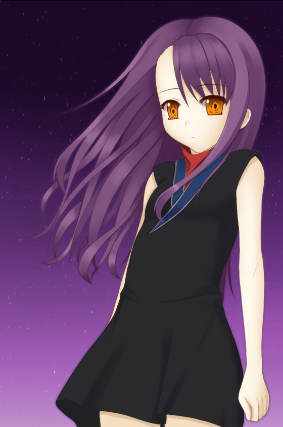 1girl, bare_arms, beatrice_(wild_arms), black_dress, breasts, cowboy_shot, dress, expressionless