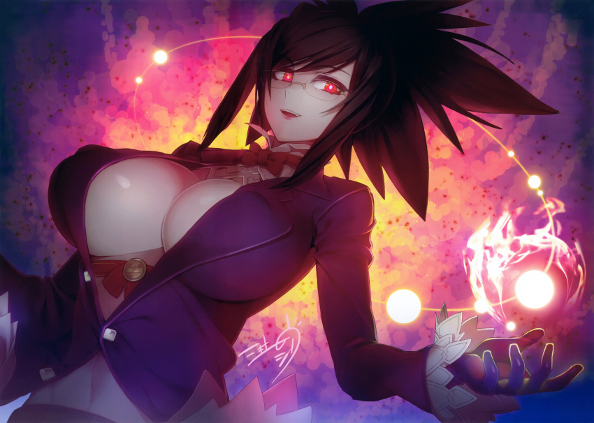 00s, 1girl, absurdres, breasts, cleavage, demonbane, erect_nipples, highres