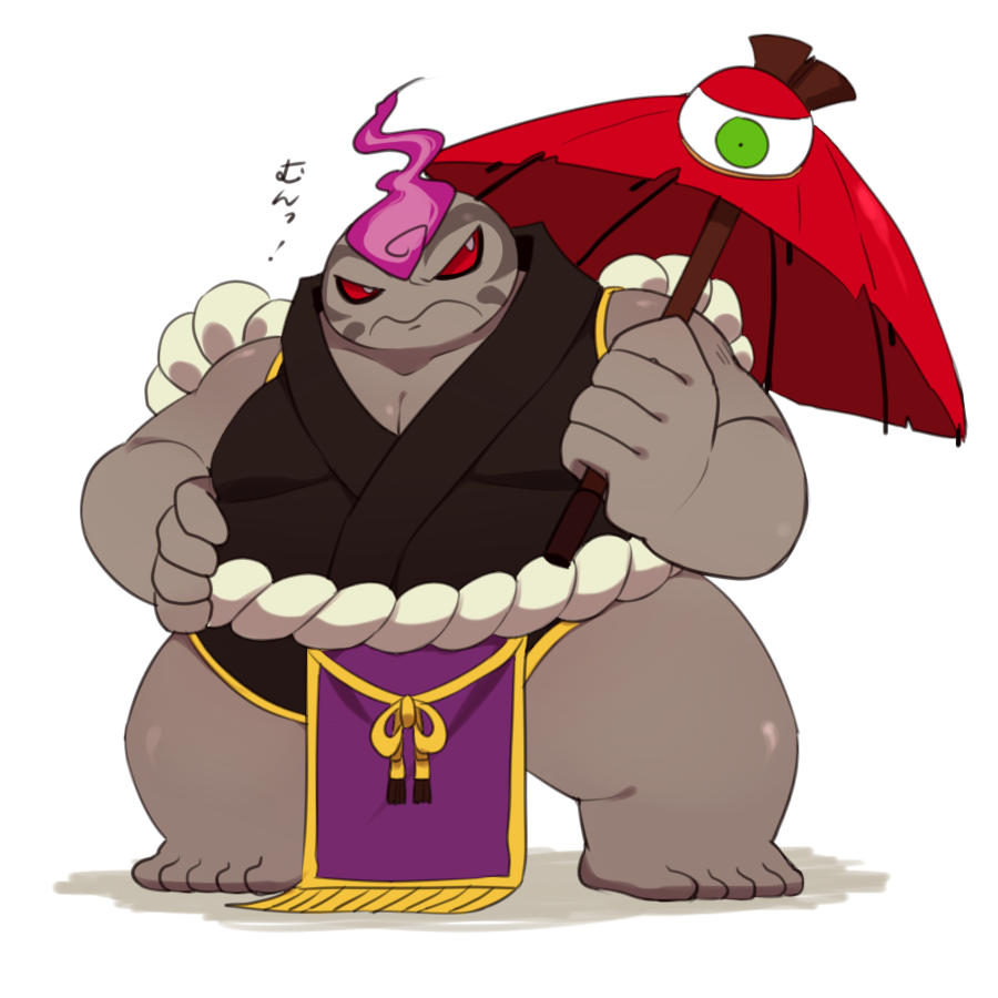 1boy, bald, barefoot, facial_mark, fat, fat_man, fire, green_eyes