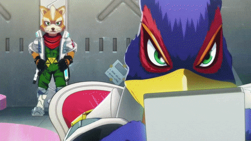 3boys, animated, animated_gif, arwing, falco_lombardi, fox_mccloud, furry, multiple_boys