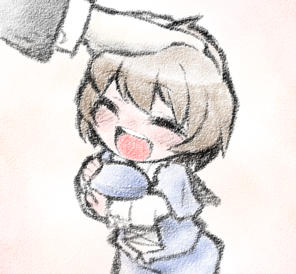 blush, brown_hair, happy, petting, rozen_maiden, short_hair, souseiseki, ume_(noraneko)