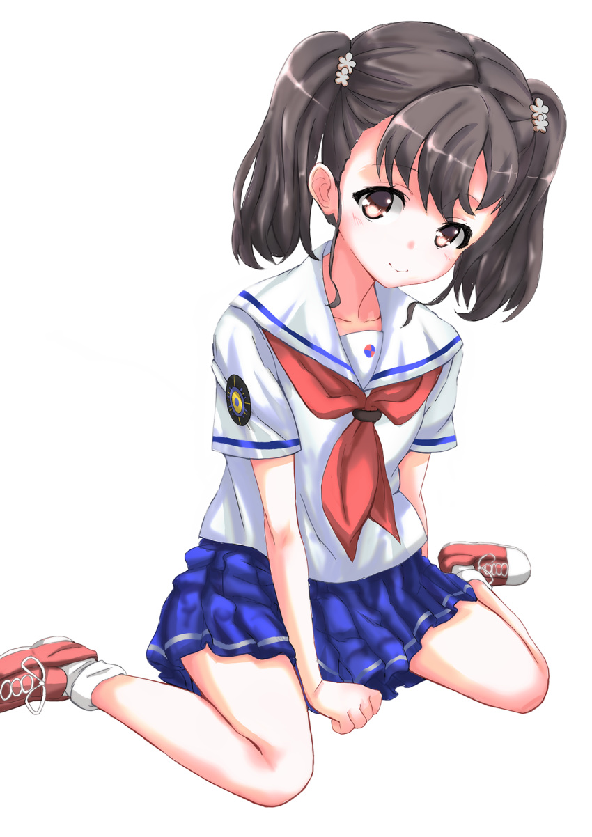 1girl, brown_eyes, brown_hair, high_school_fleet, highres, long_hair, nanai, school_uniform