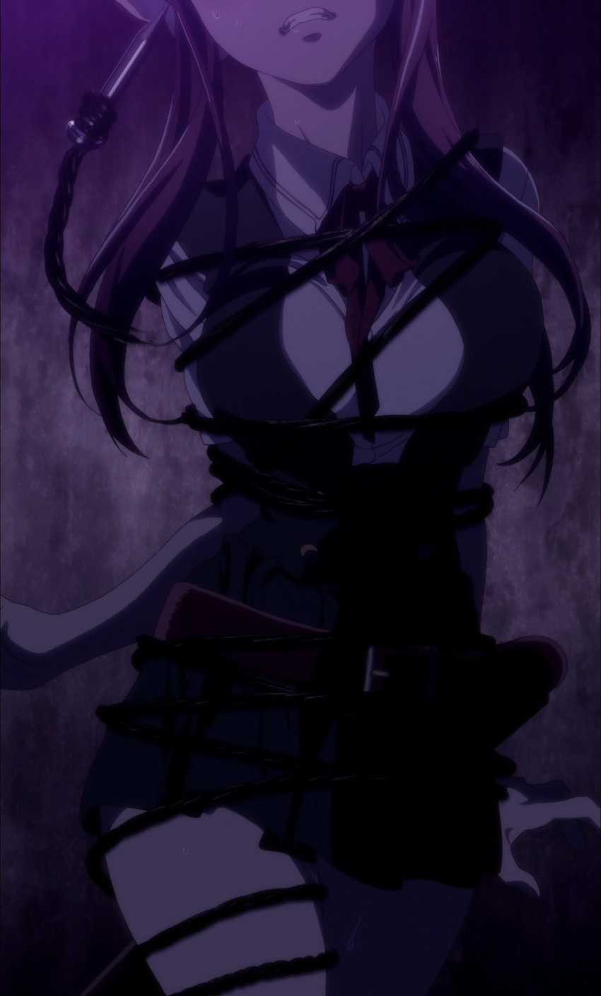 1girl, absurdres, big_order, bondage, female, highres, kurenai_rin, school_uniform