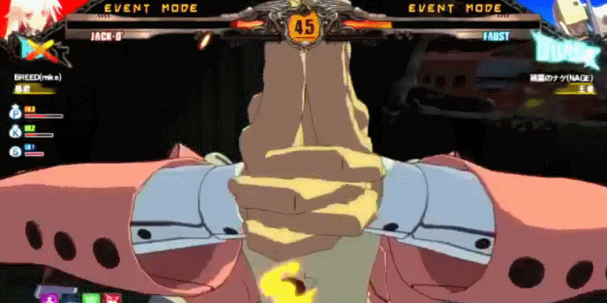 1boy, 1girl, animated, animated_gif, ass, bodysuit, faust_(guilty_gear), guilty_gear