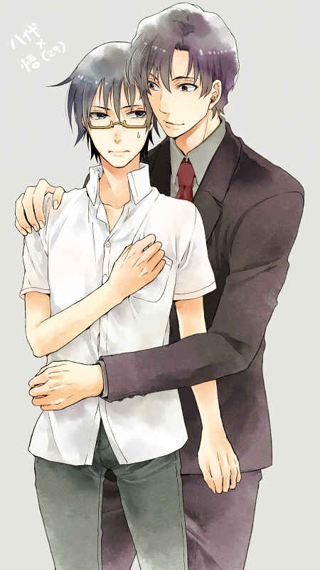 2boys, age_difference, boku_dake_ga_inai_machi, fujinuma_satoru, glasses, male_focus, multiple_boys, necktie, tagme, teacher, yaoi, yashiro_gaku