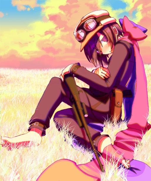00s, 1girl, androgynous, barefoot, belts, black_eyes, black_hair, bow
