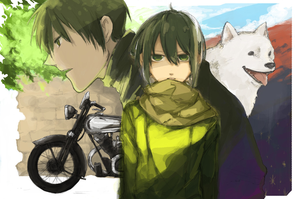 00s, 1boy, 1girl, androgynous, animal, artist_request, black_eyes, black_hair
