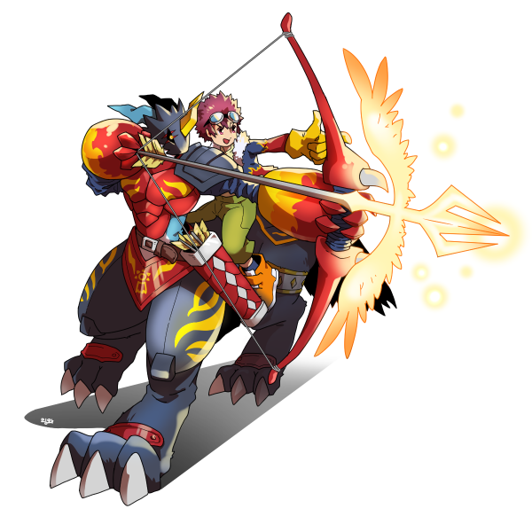 00s, digimon, digimon_adventure_02, goggles, goggles_on_head, motomiya_daisuke, sagittarimon