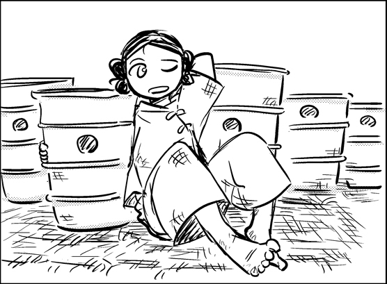 androgynous, barefoot, black_hair, do_do_goki, full_body, monochrome, original, sitting