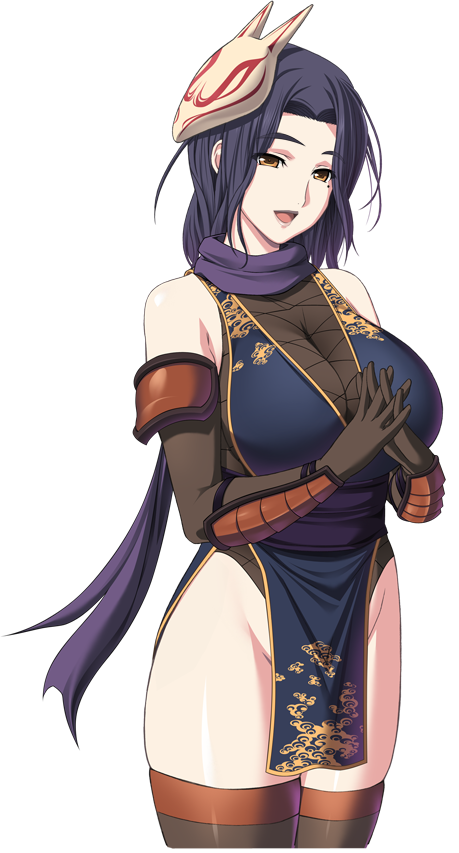 1girl, bare_shoulders, black_hair, breasts, dungeon_of_regalias:_haitoku_no_miyako_ishgalia, game_cg, highres, large_breasts