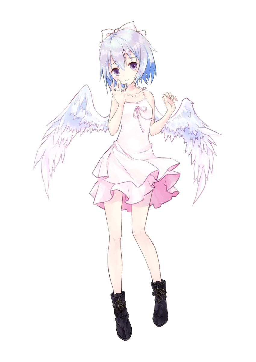 1girl, blue_eyes, blue_hair, mai_(touhou), nanabuluku, short_hair, touhou, touhou_(pc-98), wings