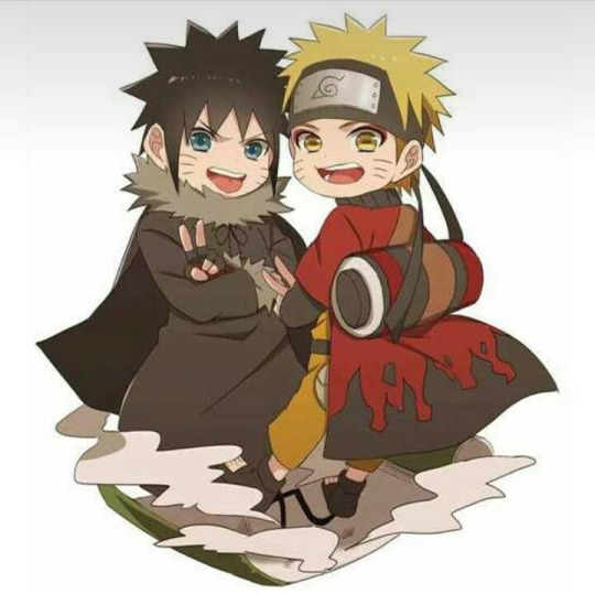 2boys, black_hair, blonde_hair, cape, chibi, cloak, crossed_arms, fingerless_gloves