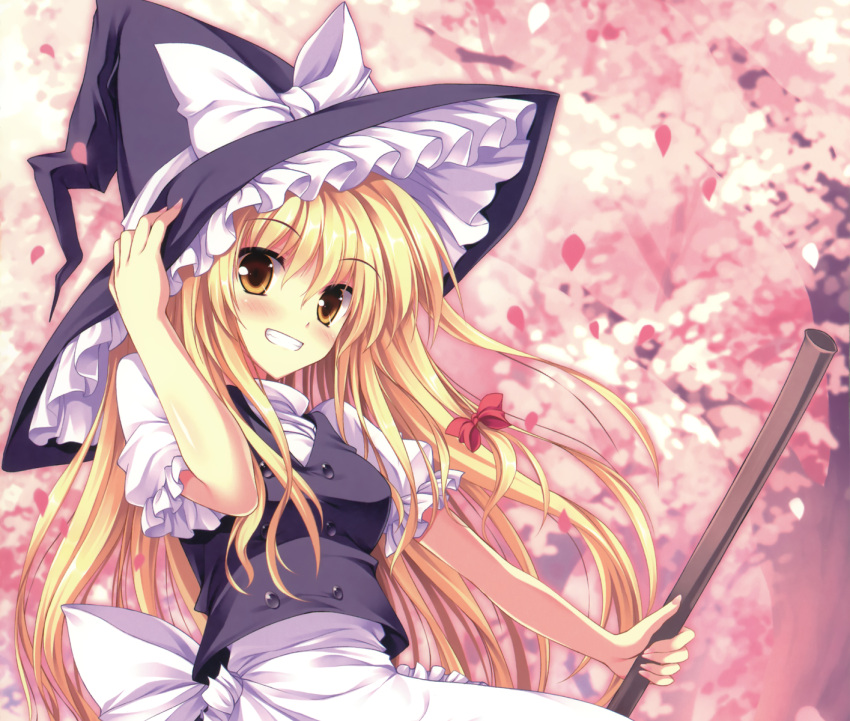 1girl, black_dress, black_outfit, blonde_hair, braids, cherry_blossoms, dress, female