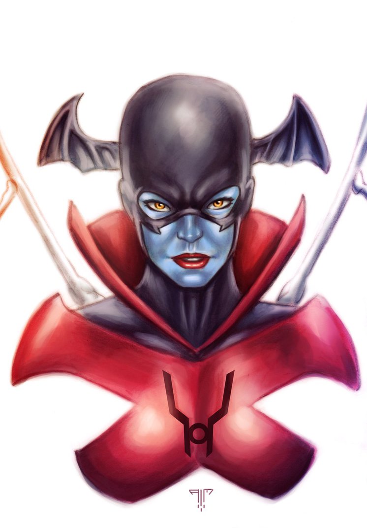 1girl, alien, bleez, blue_skin, bone_wings, dc_comics, green_lantern_(series), head_wings, mask, red_lantern, solo