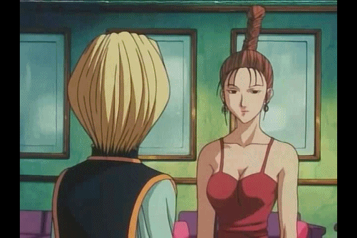 1boy, 1girl, 90s, animated, animated_gif, baise, bare_shoulders, black_eyes