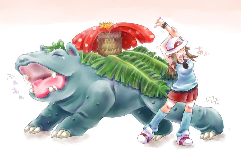 00s, 1girl, blue_(pokemon), brown_hair, hat, long_hair, pokemon, pokemon_(game)