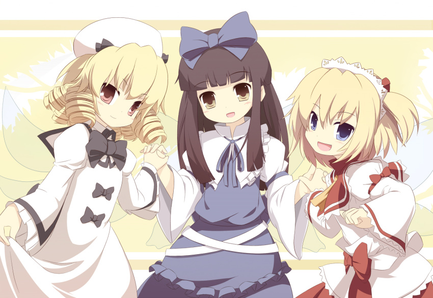 blonde_hair, blue_eyes, drill_hair, hair_ribbon, hairband, hat, highres, luna_child