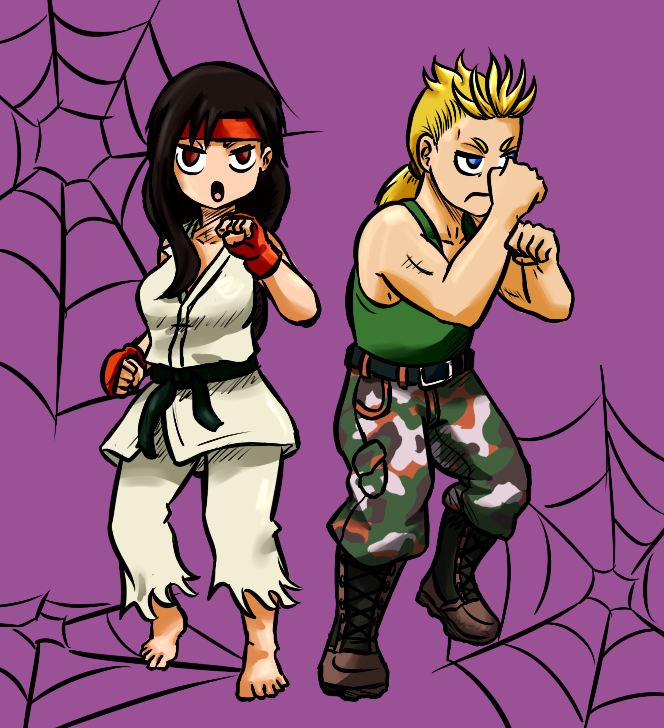 1boy, 1girl, cosplay, final_fantasy, final_fantasy_vi, final_fantasy_vii, guile_(cosplay), mash_rene_figaro
