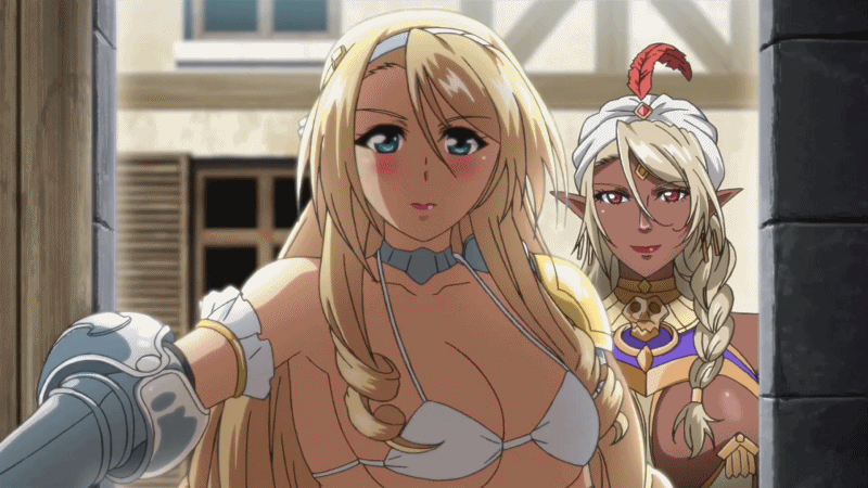 2girls, animated, animated_gif, bikini_warriors, blonde_hair, blue_eyes, bouncing_breasts, bra
