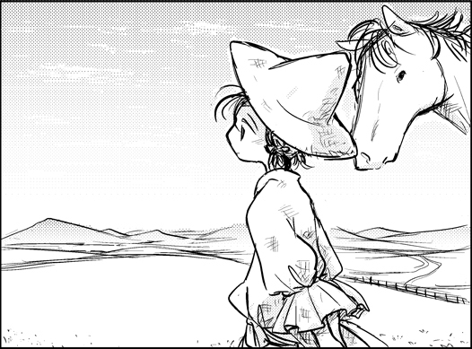 animal, do_do_goki, hat, horse, monochrome, original, yayoi_period