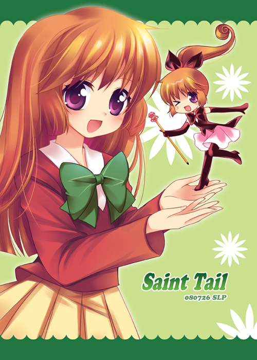dual_persona, haneoka_meimi, kaitou_saint_tail, long_hair, magical_girl, orange_hair, pantyhose, ponytail