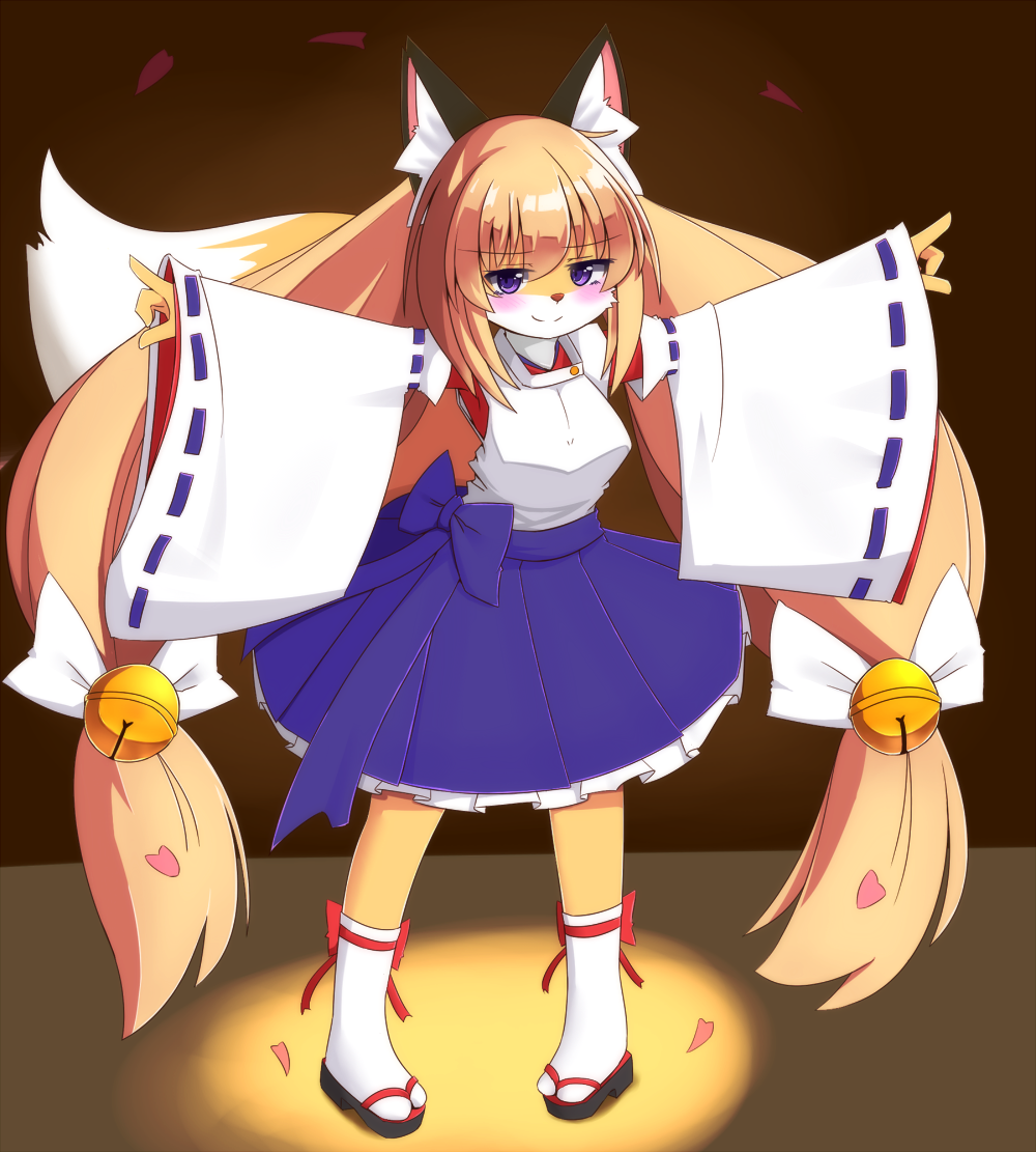 1girl, blush, borrowed_character, female, fox, full_body, furry, japanese_clothes