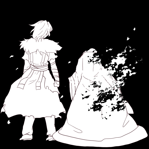 1boy, 1girl, character_request, coat, fujiwara_no_yasusuke, fur, garo:guren_no_tsuki, japanese_clothes