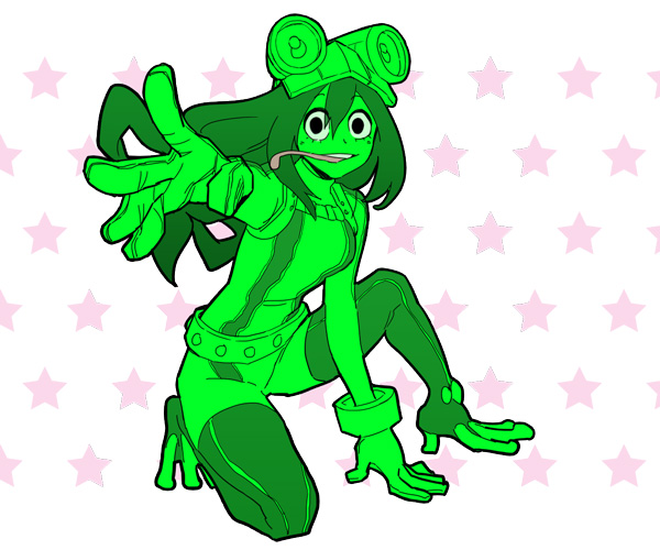 1girl, asui_tsuyu, bodysuit, boku_no_hero_academia, boots, breasts, gloves, goggles