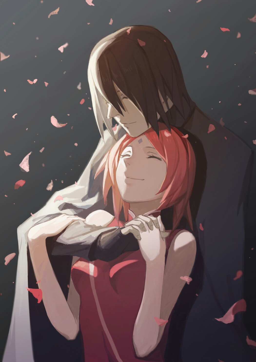 1boy, 1girl, black_hair, boruto:_the_movie, couple, facial_mark, forehead_mark, haruno_sakura