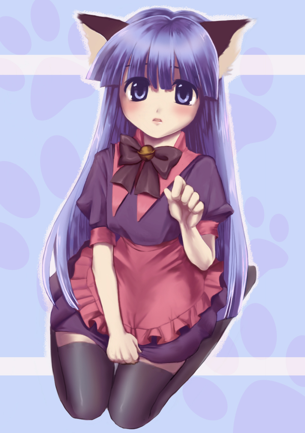 bell, bow, cat_ears, dress, furude_rika, highres, higurashi_no_naku_koro_ni, piiko