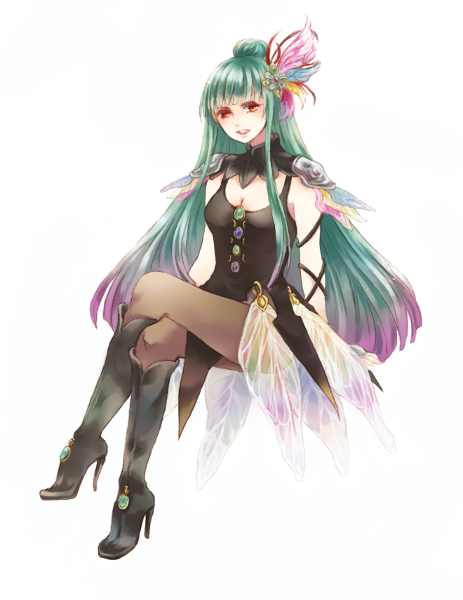 1girl, aqua_hair, boots, bravely_default:_flying_fairy, bravely_default_(series), breasts, dress, gauntlets