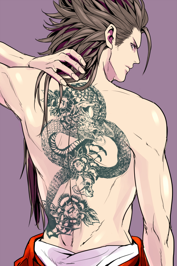 1boy, brown_hair, fire_emblem, fire_emblem_if, long_hair, looking_at_viewer, male_focus, muscle