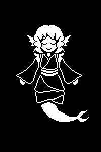 1girl, animated, animated_gif, closed_eyes, mermaid, monochrome, monster_girl, ssack