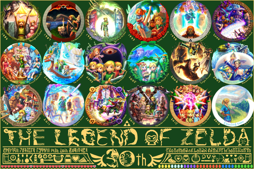 6+boys, 6+girls, anniversary, bellhenge, character_request, everyone, fi, ganon, ganondorf, hat, link, linkle, midna, multiple_boys, multiple_girls, multiple_persona, nail_polish, nintendo, princess_hilda, princess_zelda, sword, tetra, the_legend_of_zelda, the_legend_of_zelda:_a_link_between_worlds, the_legend_of_zelda:_a_link_to_the_past, the_legend_of_zelda:_oracle_of_ages, the_legend_of_zelda:_oracle_of_seasons, the_legend_of_zelda:_phantom_hourglass, the_legend_of_zelda:_skyward_sword, the_legend_of_zelda:_spirit_tracks, the_legend_of_zelda:_the_wind_waker, the_legend_of_zelda:_twilight_princess, zelda_ii:_the_adventure_of_link, zelda_musou