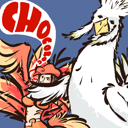 1girl, artist_request, beak, breasts, chocobo, chocolina, feathers, final_fantasy