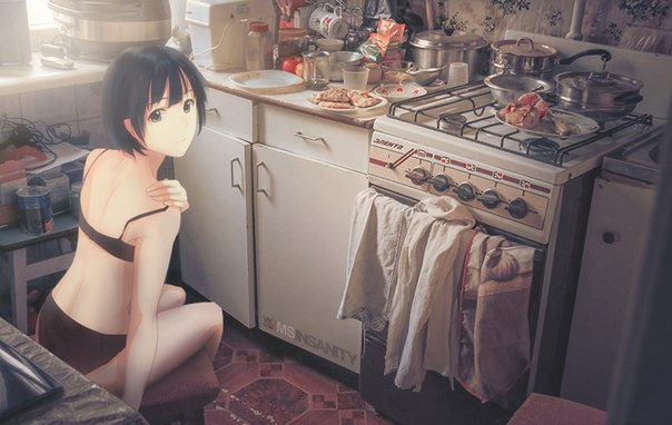 1girl, ass, black_hair, derivative_work, from_behind, kagematsuri, long_hair, ms_insanity