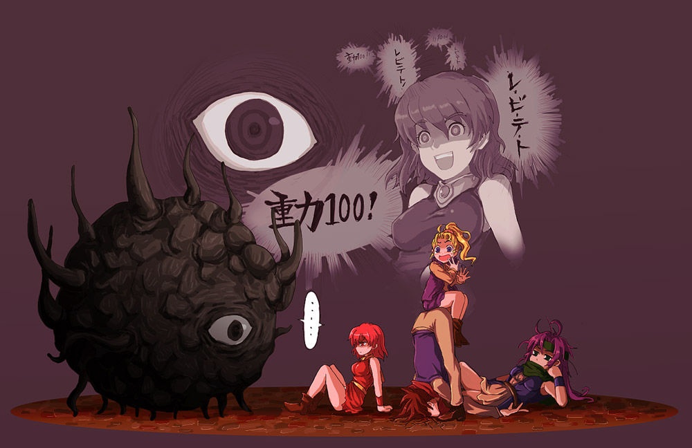 1boy, 3girls, artist_request, blonde_hair, butz_klauser, faris_scherwiz, final_fantasy, final_fantasy_v