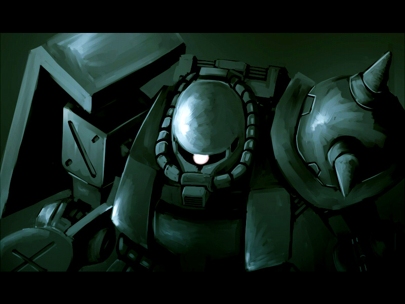 glowing, glowing_eyes, gradient, gradient_background, gun, gundam, mecha, mobile_suit_gundam