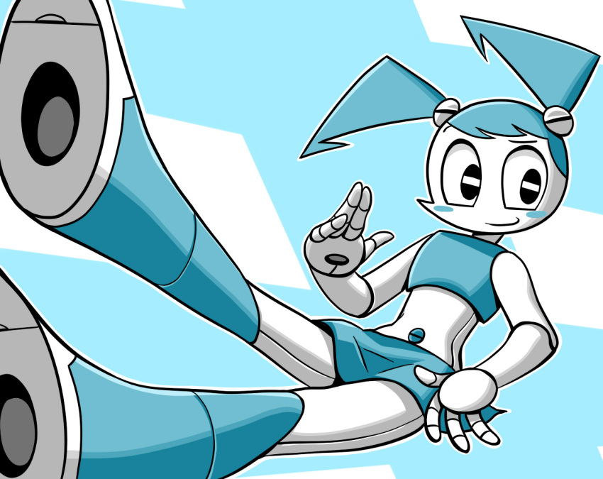 1girl, itimu, jennifer_wakeman, monochrome, my_life_as_a_teenage_robot, robot, robot_girl, solo