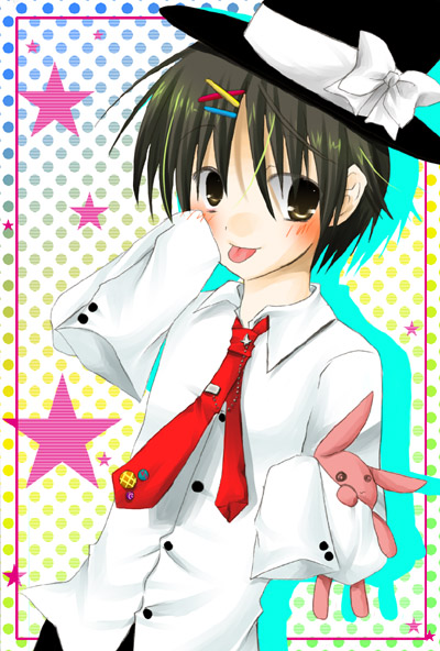 bunny, hat, hinashota, little_busters!!, male, naoe_riki, necktie, rabbit