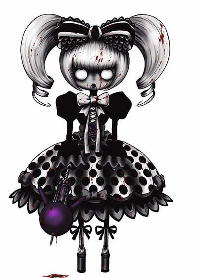 1girl, blood, bow, creepy, explode-m_(rib), grey_skin, lolita_fashion, magical_girl