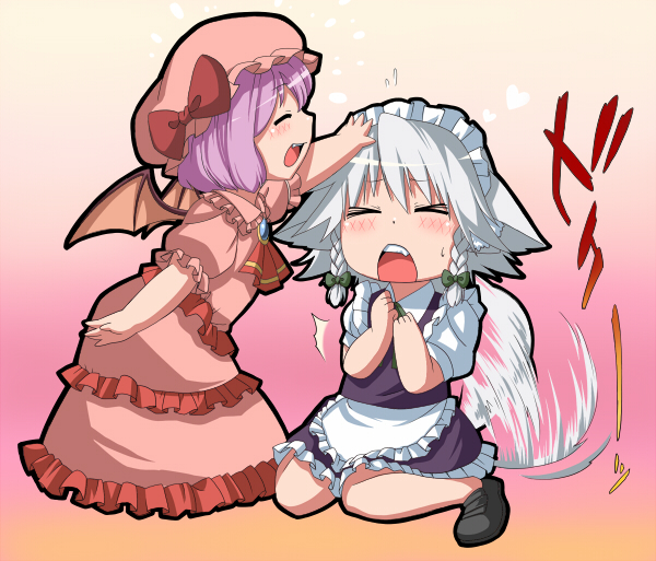 >_<, animal_ears, blush, braid, chibi, dog_ears, dog_tail, hairband