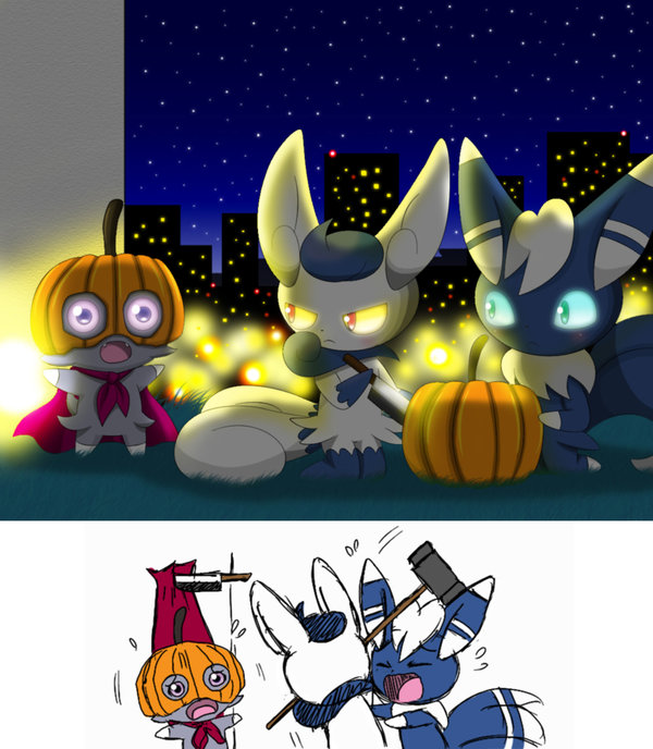 10s, espurr, fur, meowstic, no_humans, pokemon, pokemon_(game), pokemon_xy, pumpkin, winick-lim
