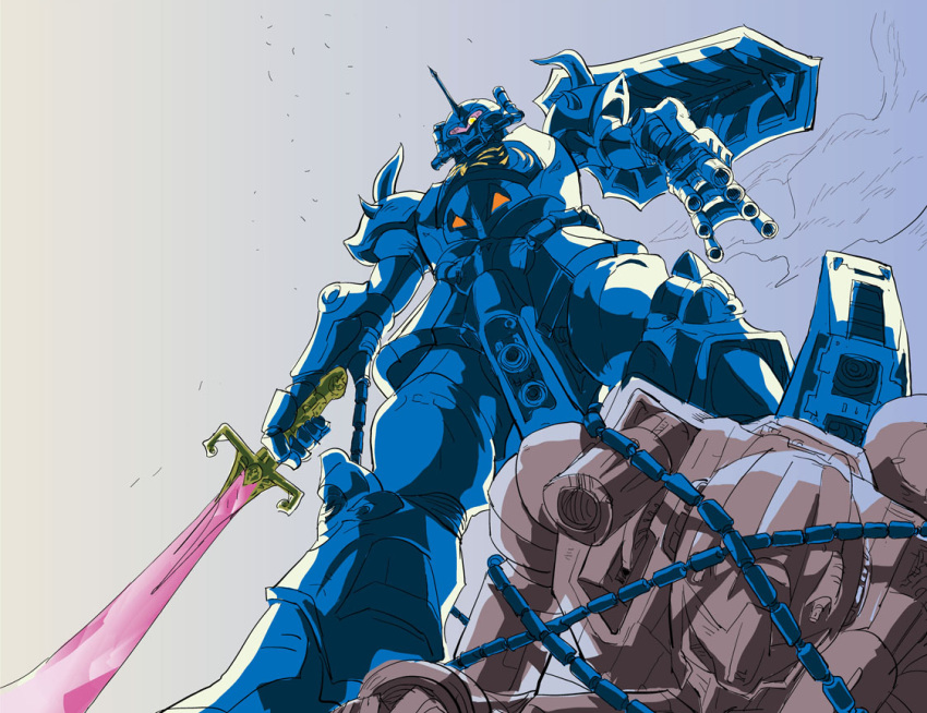 gouf, guncannon, gundam, heat_rod, mecha, mobile_suit_gundam, shield, simple_background