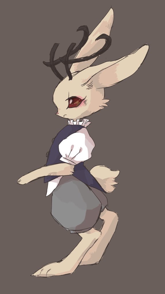 androgynous, artist_request, brown_eyes, full_body, furry, jackalope, simple_background, solo