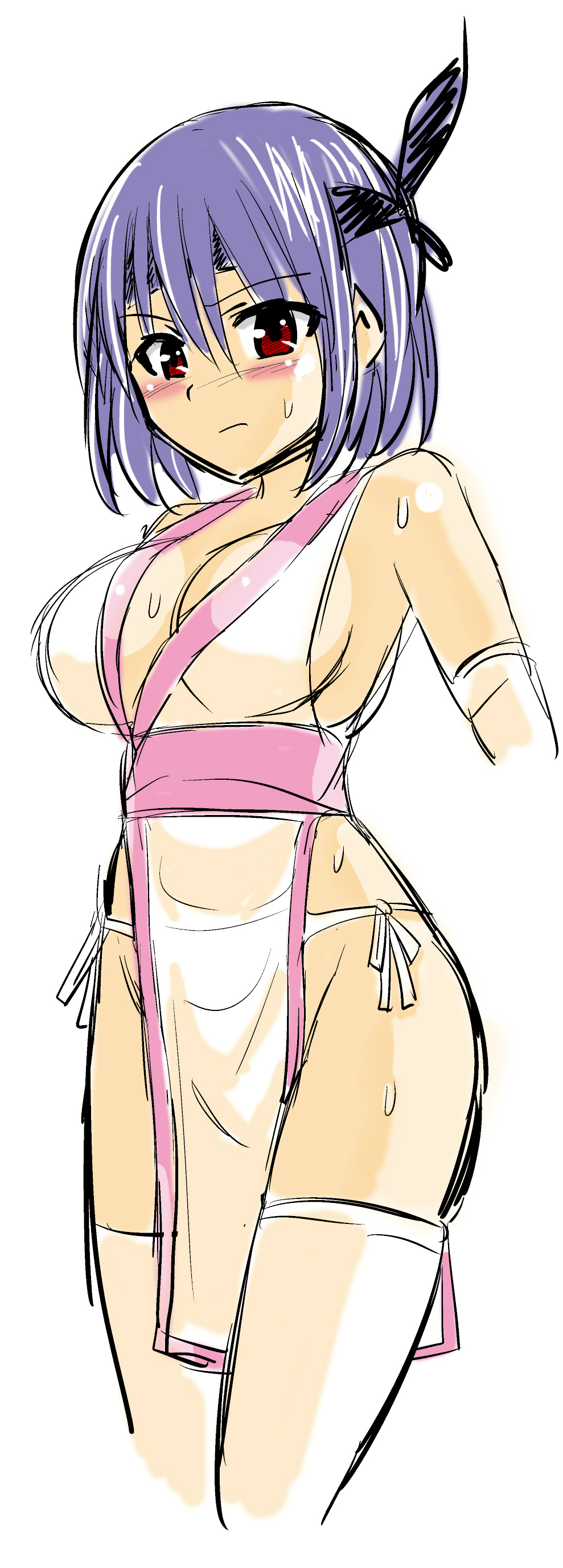 1girl, ayane, ayane_(doa), breasts, cleavage, dead_or_alive, hashimura_aoki, headband