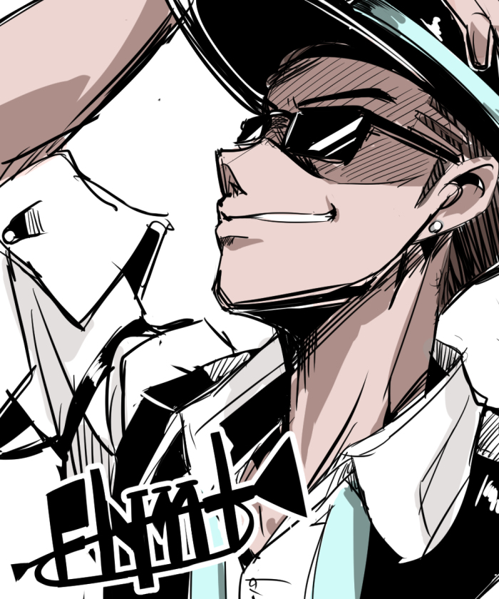 1boy, character_name, dark_skin, earrings, flynt_coal, jewelry, pixiv_manga_sample, rwby