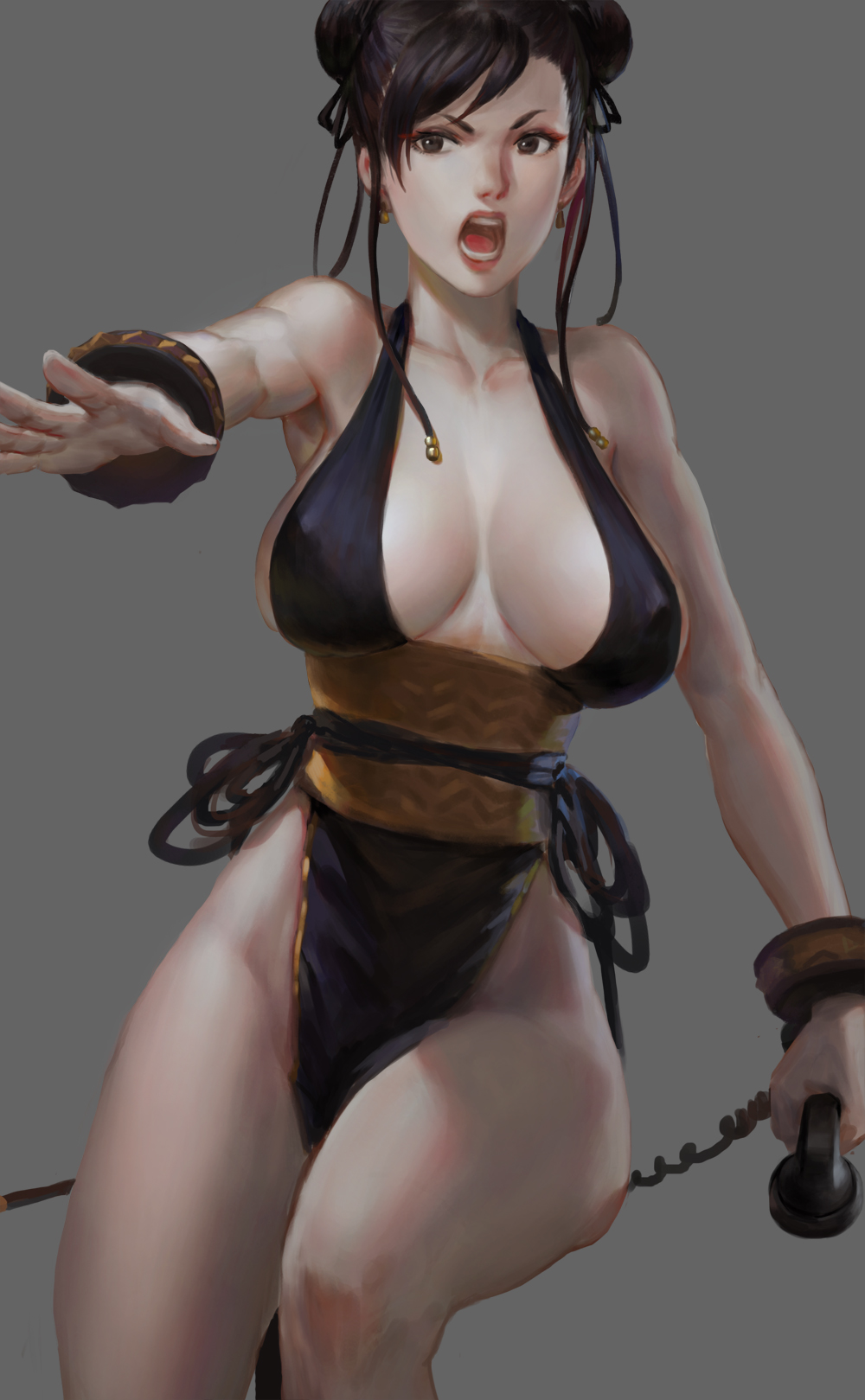 1girl, alternate_costume, black_dress, black_eyes, black_hair, bracelet, breasts, brown_eyes