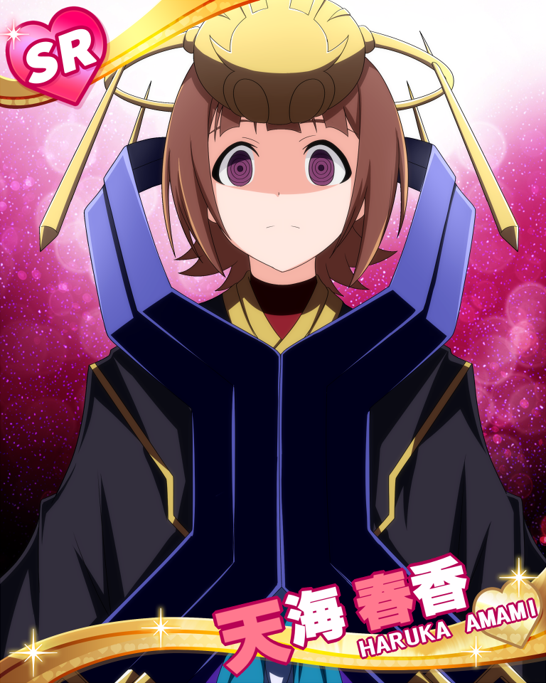 1girl, amami_haruka, blazblue, brown_hair, cape, cosplay, crown, hades_izanami, hades_izanami_(cosplay), hair_ribbon, idolmaster, idolmaster_million_live!, jabara_tornado, japanese_clothes, mikado_(blazblue), mikado_(blazblue)_(cosplay), ribbon, shaded_face, short_hair, solo, violet_eyes
