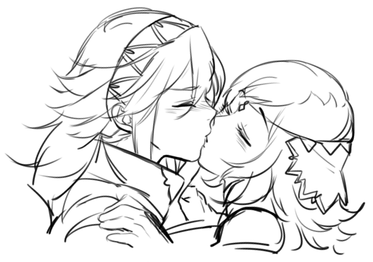 2girls, artist_request, blush, closed_eyes, female, fire_emblem, fire_emblem_if, kiss
